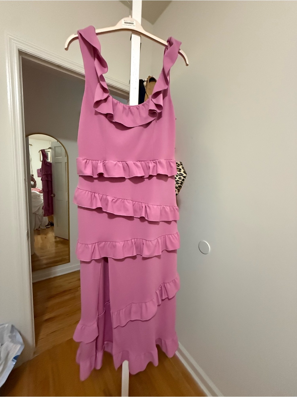 Show Me Your Mumu Pink Ruffle Tiered Midi Dress